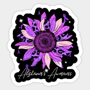 Alzheimer's Awareness Ribbon Purple Sunflower Ribbon Hope Sticker
